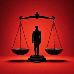 충분함과 부족함 사이에서 균형을 잡으려는 인간의 그림자가 부족함 쪽으로 기울어져 저울이 무너지는 모습을 통해 현대인의 심리적 불균형을 상징적으로 표현한 이미지입니다.