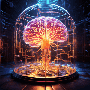 투명한 미로에 갇힌 인간의 뇌가 오래된 신경 경로는 빛나며 순환하고 새로운 경로는 탐험되지 않은 채 남아 있는 뇌 가소성과 학습 과정의 개념을 시각적으로 표현한 이미지입니다.