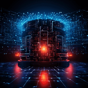 보안이 강화된 디지털 방어벽이 내부 네트워크 코어를 보호하며 외부의 바이러스와 해킹 시도 같은 사이버 위협으로부터 격리시키는 개념을 시각화한 이미지입니다.