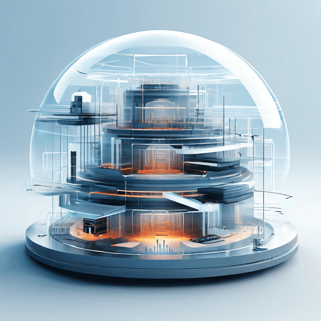 사이버 보안의 선제적 방어 전략을 상징하는 다중 투명 보안층으로 구성된 디지털 요새가 단일 차단 방식의 한계를 극복하는 모습을 나타낸 개념 이미지입니다.