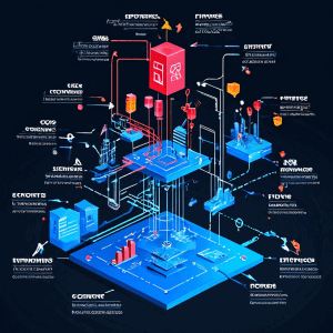 전략적 화살표가 해결 방안을 연결하는 구조적 원칙에서 성과 지표로 이어지는 복잡한 분석용 플로우차트가 기업의 의사 결정 과정을 시각적으로 보여줍니다.