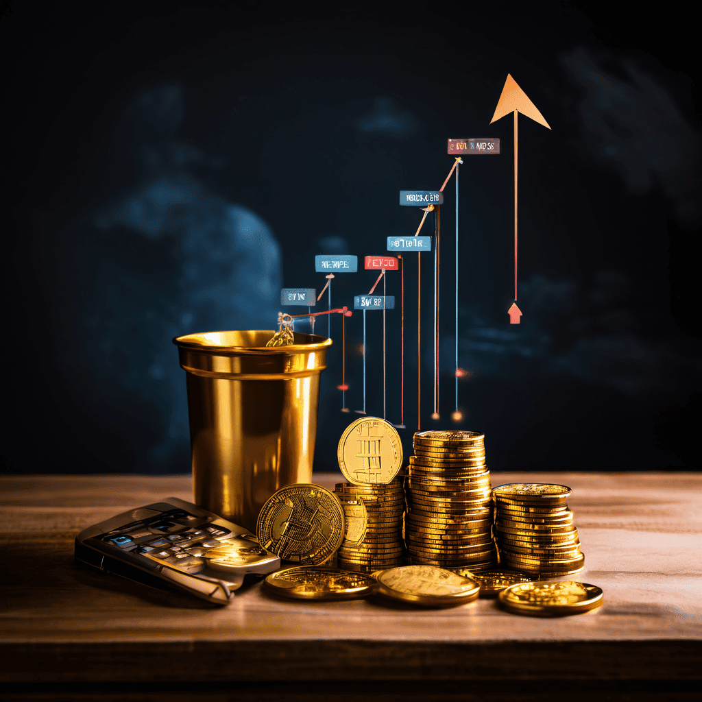 원가 데이터가 분석을 거쳐 비용 절감 효과를 시각화하는 과정을 단계별로 보여주는 플로우 차트로, 데이터가 깔때기를 통해 유입되어 그래프로 가공된 후 하향 추세의 금화 형태로 절감 성과를 나타냅니다.