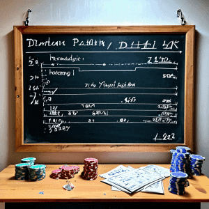 복잡한 스포츠 베팅 확률 방정식에서 무승부 변수가 가장 지배적이고 영향력 있는 핵심 요인으로 강조되어 있는 공식을 칠판에 적은 모습입니다.