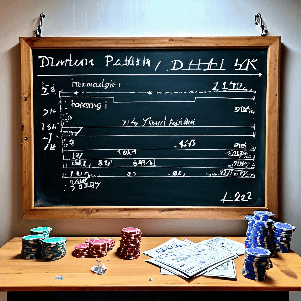 복잡한 스포츠 베팅 확률 방정식에서 무승부 변수가 가장 지배적이고 영향력 있는 핵심 요인으로 강조되어 있는 공식을 칠판에 적은 모습입니다.